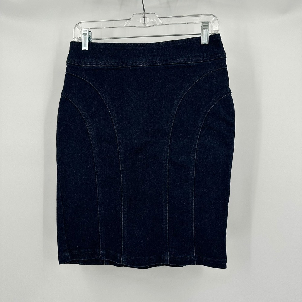 Womens Y2K Indie Sleaze Denim Pencil Skirt Size 4 Minimalist Academia Structured